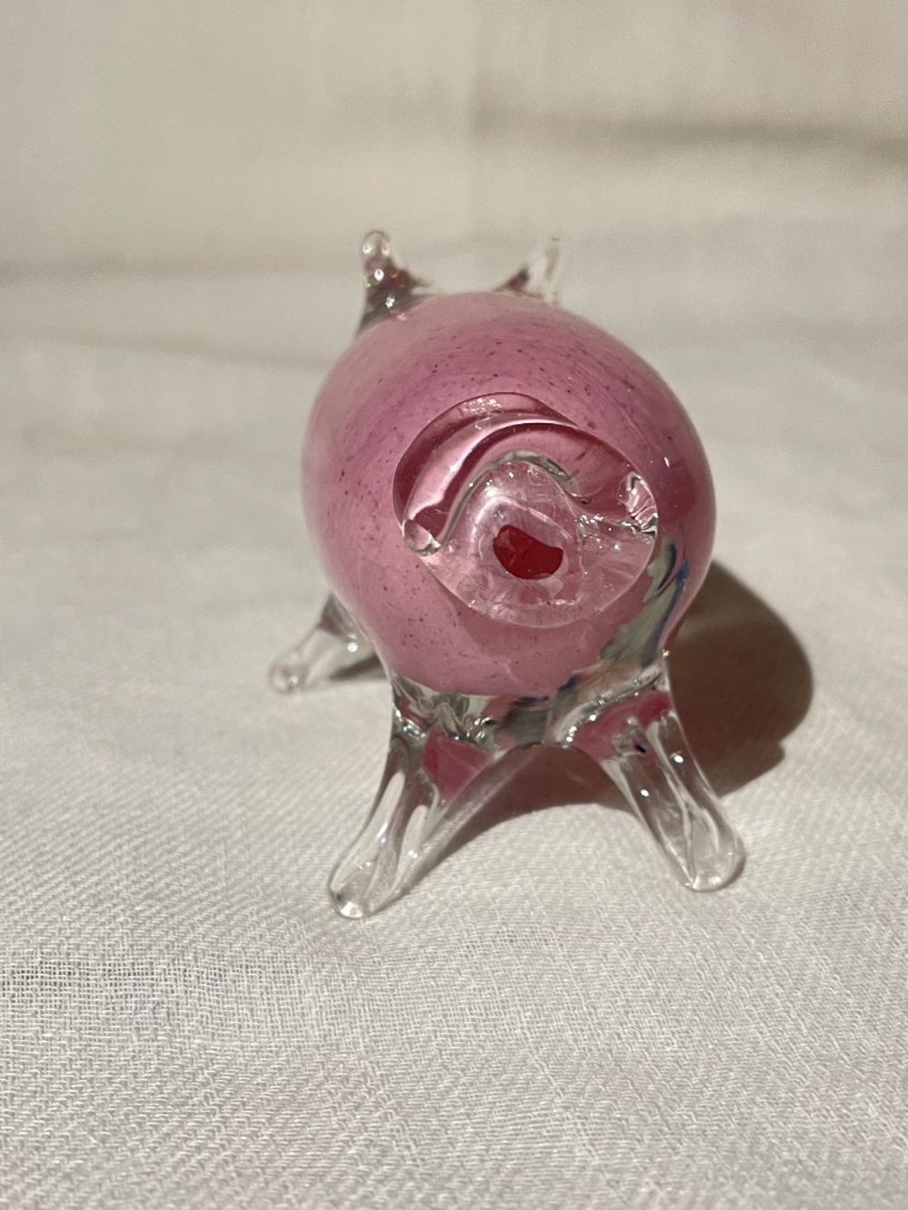 Glass Studiolasi Pertunmaa Vintage 1977 FinnishHandblown Pink Glass Pig Figurine - Picture 7 of 8